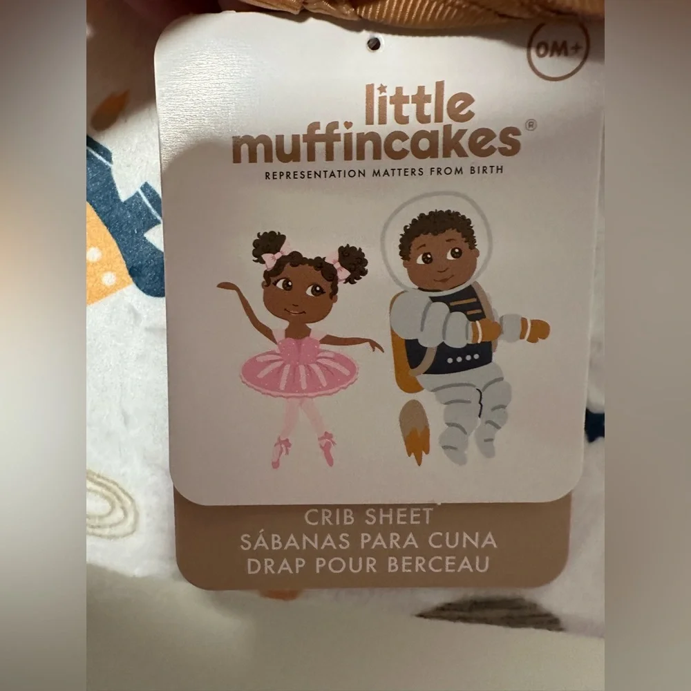 NWT Little Muffincakes Crib Sheet Astronaut Space 28” x 52” x 9” - Picture 4 of 10